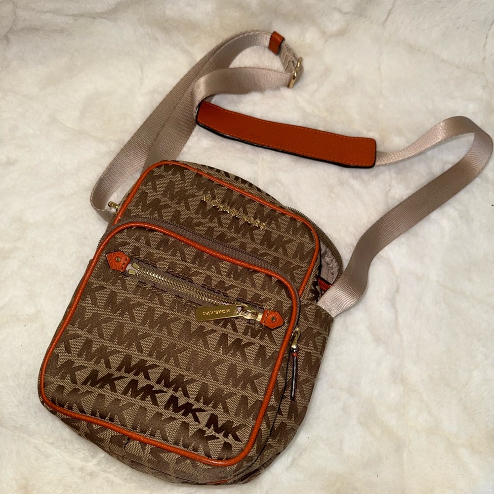 Michael Kors Tan and Orange Men's Messenger Bag